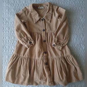 Zara Tan Corduroy Dress Size 8